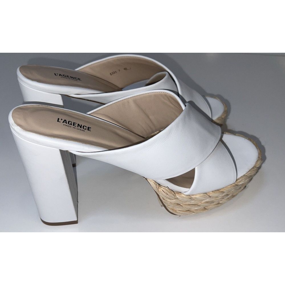 L'AGENCE  Lucca 65mm  Platform Sandals - White size 40/ US‎ 10